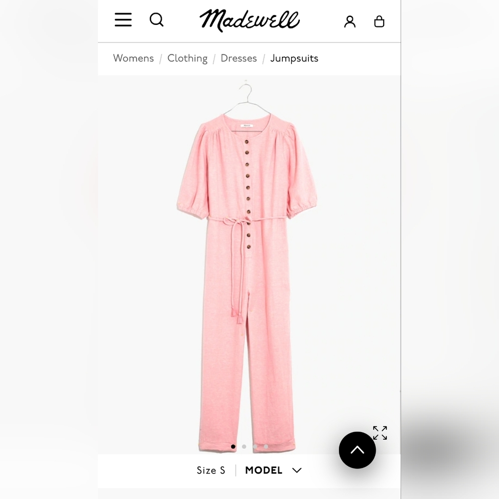 Madewell Blush Jumpsuit with Button Accents
